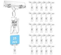 Bhina 25 Pezzi Plastica Girevole Segno Clip Porta Tag Pubblicità Display Tag Clip Supporto Merce Pubblicità Pop Display Clip A Doppia Faccia per Negozi, Dettaglio, Supermercati, Trasparenti