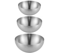 Bhina 3 Pezzi Grande Argento Ciotole Coreane Ciotole in Acciaio Inox Ciotole Coreane Metallo Zuppa di Ciotola Ciotole per Cereali Ciotole per Cereali per Cottura Cucina Servire (15cm, 20cm, 25cm)