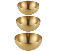 Bhina 3 Pezzi Grande Dorato Ciotole Coreane Ciotole in Acciaio Inox Ciotole Coreane Metallo Zuppa di Ciotola Ciotole per Cereali Ciotole per Cereali per Cottura Cucina Servire (15cm, 20cm, 25cm)