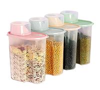 Bhina 4 Pezzi Contenitore Ermetico Cereali Alimentare, Serbatoio Alimenti Secchi, per Stoccaggio,Trasparente Airtight, Utilizzato Per Cibo come Grano, Farina, Caffè
