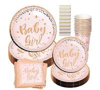 Bhina 60 Pezzi Piatti Feste Compleanno Ragazze,Tovaglioli Tazze Piatti Compleanno,Set Stoviglie Compleanno Rosa,Adatto Per Feste Di Compleanno Per Ragazze,Addio Al Nubilato,Matrimoni,Baby Shower