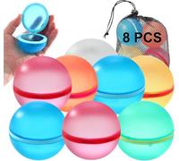 Bhina 8 Pezzi Palloncino d'Acqua Magnetico Palloncini Acqua Riutilizzabili, Autosigillanti e Riempimento Rapido Gavettoni con Borsa in Rete, Palloncini D'acqua in Silicone per Estivi (8 color)
