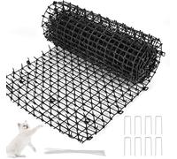 Bhina Set 15 Griglie Antigatto, 20x15cm Nero Tappeto Antigatto, Repellente Gatti con 8 Picchetti a U e 20 Fascette Stringitubo per Esterno, Giardino, Balcone (2m)