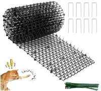 Bhina Set 15 Griglie Antigatto, 20x15cm Nero Tappeto Antigatto, Repellente Gatti con 8 Picchetti a U e 20 Fascette Stringitubo per Esterno, Giardino, Balcone (4m)