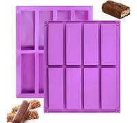 Bhina Stampo Rettangolare Silicone per Cioccolato - 2 Pezzi, 8 Cavità - Per Muffin, Brownies, Pane Di Mais, Cheesecake, Budini, Torte, Saponi