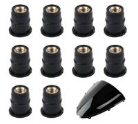 BHIPKOT 10 Pezzi 5mm Gomma Parabrezza pozzo Dado, Moto Parabrezza M5 Dado, Si Adatta la Maggior Parte degli Accessori Moto, Sostituzione Nero (Tipo: Convesso)