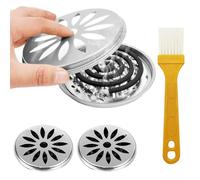 BHIPKOT 2 PCS portaspirali antizanzare con 1 PCS Spazzola, Metallo e Legno di Sandalo, Supporto per bruciatore di spirali di incenso, Scatola
