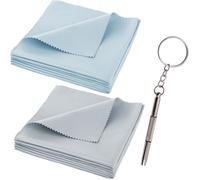 BHIPKOT Confezione da 6 Panni per la Pulizia in Microfibra, Panni per la Pulizia di Alta qualità per Fotocamere, obiettivi, Occhiali, schermi, Tablet (Blu + Grigio)