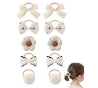 BHIPKOT Elastici per Capelli Bambina 5 Pezzi Bianchi con Fiocchi, Elastici Morbidi Senza Danni per Treccine, Accessori Capelli Delicati Zero Dolore per Uso Quotidiano
