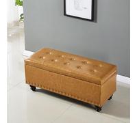 BHLFGKY Elegante Panca Contenitore in Pelle - Poggiapiedi Versatile e scarpiera per Camera da Letto e Ingresso. Elegante cassettiera da Letto con Gambe in Legno, Soluzione Multiuso per Mob
