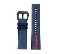 BHMIRUI Cinturino for orologio con suola in gomma tela 24 mm compatibile con la serie Panerai Luna Rossa PAM01579 PAM01507/1565/1543/1466/1405/1381 cinturino in nylon(Blue black)