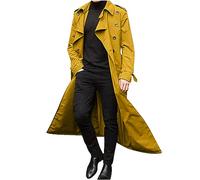 Bhnyku Cappotto da uomo lungo Elagante Trench con cintura, sottile ed elastico, tinta unita, giacca a vento doppia, bottoni, risvolti, cappotto di transizione, semplicità, per il tempo libero, giacca