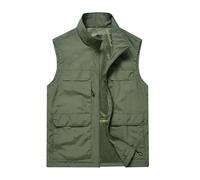 Bhnyku Gilet da lavoro da uomo, casual, con tasche multiple, grandi dimensioni, gilet sportivo, traspirante, senza maniche, per il tempo libero, leggero, per fotografia, per attività all'aperto