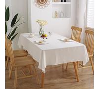 BHOMTY Tovaglia di puro cotone bianco Per la tavola da pranzo, il tavolo dei dolci, la decorazione delle feste Lavabile in lavatrice 120 * 120 cm