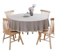 BHOMTY Tovaglia rotonda in cotone e lino Lavabile in lavatrice Grigio chiaro Diametro 90 cm, adatta a tavoli rotondi di 40-50 cm di diametro