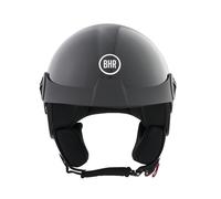 BHR Casco Demi-Jet 833 PEAK, Casco Scooter Leggero e Compatto Omologato ECE 22.06, Peso e Dimensioni ridotte & Design Minimal per la Massima Funzionalità, Nero Metallizzato, XS