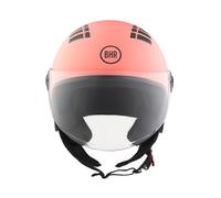 BHR Casco Demi-Jet 834 FLOW - Casco Scooter Estivo Omologato ECE 22.06 con 16 Fori di Aerazione - Casco Motorino con Visiera Antigraffio e Sgancio Micrometrico - Corallo Opaco XS