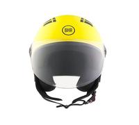BHR Casco Demi-Jet 834 FLOW - Casco Scooter Estivo Omologato ECE 22.06 con 16 Fori di Aerazione - Casco Motorino con Visiera Antigraffio e Sgancio Micrometrico - Giallo Opaco XS