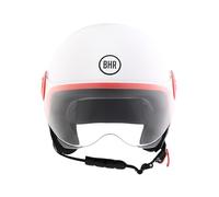 BHR Casco Demi-Jet 835 SPECIAL - Casco Scooter Omologato ECE 22.06 con Visiera a Occhiale Antigraffio - Sgancio Micrometrico e Guanciali Removibili - White-Red XL