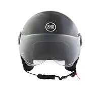 BHR Casco Demi-Jet 835 SPECIAL - Casco Scooter Omologato ECE 22.06 con Visiera a Occhiale Antigraffio - Sgancio Micrometrico e Guanciali Removibili - Nero Metallizzato M