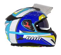 BHR Casco Integrale Moto con Doppia Visiera 813 RACE | Casco Moto Integrale Omologato ECE con Visiera Parasole | Casco Moto Uomo/Donna | AZZURRO/BIANCO | XL