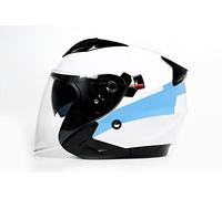BHR Casco Jet Doppia Visiera 809 DOUBLE | Casco Scooter Omologato ECE | Casco Moto Jet con Doppia Visiera Antigraffio, 4 Punti di Ventilazione & Sgancio Micrometrico | COOL LINE BIANCO | XS