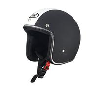 BHR Retro' 711 94019 Casco Demi-Jet da uomo, S, Nero e Bianco