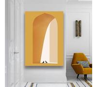 BHTMOI Decorazione da parete con architettura astratta in stile europeo, stampa su tela con arco di colonna romana, poster, decorazione per galleria di stanze 70x90 cm (28x35 pollici) con cornice