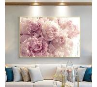 BHTMOI Peonie Acquerello Dipinto Moderno Stampa su Tela Poster da Parete Immagine di Fiori Rosa per Corridoio Soggiorno Decorazione per la Casa 90x140cm(35x55in) Nessuna Cornice