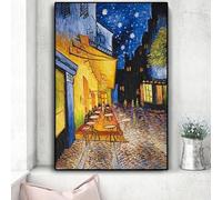 BHTMOI VanGogh Dipinti Arte della parete Classic Cafe Night Terrace Tela Poster e stampe Opere d'arte Soggiorno Camera da letto Decorazione 60x90 cm (24x35 pollici) Senza cornice