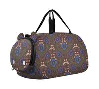 Bhutan Blue Poppy William Morris Pattern Ragazzo Palestra Duffel Bag con scomparto per scarpe Multifunzionale Oggetto Personale Borsa da Viaggio per Viaggi, Sport, Borsone, Weekender bolso para