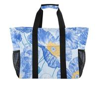 Bhutan - Borsa da spiaggia con papaveri blu, pieghevole, resistente all'acqua, con manici, Fiori di bellezza del papavero blu del Bhutan, 1 size, Moda