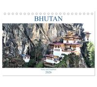 Bhutan - Natur und Tradition (Tischkalender 2026 DIN A5 quer), CALVENDO Monatskalender: Eine Reise durch Landschaften und Städte Bhutans mit der Kultur im Fokus.