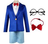 bi bi hou Conan Cosplay Costume Set con Occhiali Anime Detective Conan Cosplay Conan Edogawa Uniforme Natale Halloween Carnevale Party Stage Performance Costume Adulti