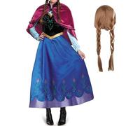 bi bi hou Donna Abito da Principessa Anna con Parrucca Costume da Regina delle Nevi Vestito da Anna Principessa Natale Compleanno Halloween Carnevale Party Stage Performance Cosplay Costume Adulto