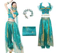bi bi hou Donna Costume da Principessa Jasmine Costume di Principessa Aladdin con Accessori Costume di Danza del Ventre Festa di Natale Halloween Carnevale Cosplay Costume Adulto