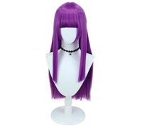 bi bi hou Fren Cosplay Parrucca Viola Liscia 80cm Lungo Anime Frieren at the Funeral Cosplay Fren Wig Natale Halloween Carnevale Party Performance Costume Accessori Anime Parrucca Adulti
