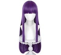 bi bi hou Fren Cosplay Parrucca Viola Liscia 80cm Lungo Anime Frieren at the Funeral Cosplay Fren Wig Natale Halloween Carnevale Party Performance Costume Accessori Anime Parrucca Adulti