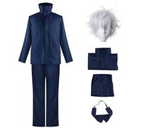 bi bi hou Gojo Satoru Cosplay Costume Completo con Parrucca Anime Jujutsu Kaisen Cosplay Outfit Satoru Gojo Uniforme Natale Halloween Carnevale Party Stage Performance Nero/Blu
