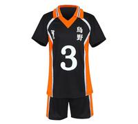 bi bi hou Haikyuu Cosplay Costume Karasuno Maglia T-shirt et Short Asahi Azumane Cosplay Karasuno High School Uniformi da Pallavolo Sportwear Halloween Carnevale Party Performance Costume