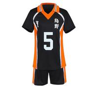 bi bi hou Haikyuu Cosplay Costume Karasuno Maglia T-shirt et Short Ryunosuke Tanaka Cosplay Karasuno High School Uniformi da Pallavolo Sportwear Halloween Carnevale Party Performance Costume