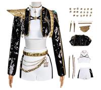 bi bi hou Rumi Cosplay Costume Set con Parrucca Anime Demon Hunters Cosplay Rumi Uniforme Nero Natale Halloween Carnevale Party Stage Performance Costume per Adulti