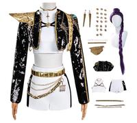 bi bi hou Rumi Cosplay Costume Set con Parrucca Anime Demon Hunters Cosplay Rumi Uniforme Nero Natale Halloween Carnevale Party Stage Performance Costume per Adulti