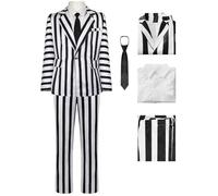 bi bi hou Uomo Beetle Succo Cosplay Costume Set Beetle Uniforme a Righe Bianche e Nere Natale Halloween Carnevale Party Stage Performance Costume