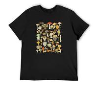 BI BI MIAO Mushroom Mycology Fungi Foraging Mushroom Whisperer Unisex 100% Cotton Short-Sleeve T-Shirts Black M