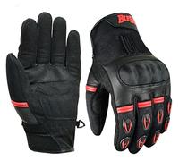 BI ESSE Guanti Moto Uomo Donna-Guanti da Motocicletta Estivi Traspiranti con Protezione Nocche, Touchscreen,Antiscivolo,Guanti per Scooter,Ciclismo,Touring,Fuoristrada,Guida Sicura (Nero Rosso, S)
