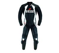 BI ESSE Tuta Moto Uomo In Vera Pelle Intera Per Uso Pista Con Protezioni Rimovibili Certificate Professionale Con Gobba Aerodinamica Ideale Per Strada, Pista, Traforata, Taglio Anatomico