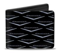 Bi-Fold Wallet 1955-57 CHEVROLET V Emblem Monogram Black/Silver