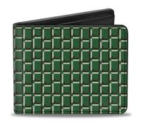 Bi-Fold Wallet 8-Bit Pixel CLOSE-UP2 Green/White/Brown