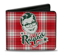 Bi-Fold Wallet A Christmas Story RALPHIE Smiling Face Plaid Red/White/Green